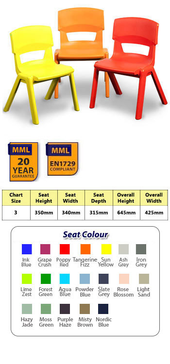 Postura Plus Chair:   Size 3 / Age 6-8 / Seat Height 350mm