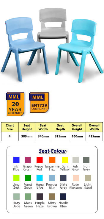 Postura Plus Chair:   Size 4 / Age 8-11 / Seat Height 380mm