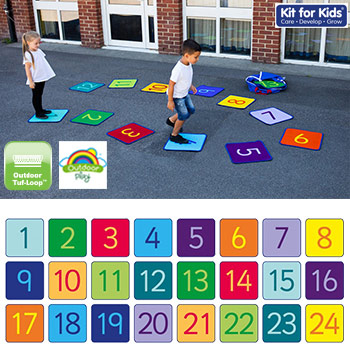 Rainbow 1-24 Numbers Mini Mat Squares & Holdall