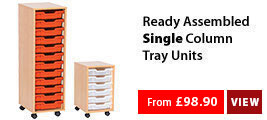 Ready Assembled Single Column Tray Storage Units