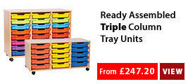 Ready Assembled Triple Column Tray Storage Units