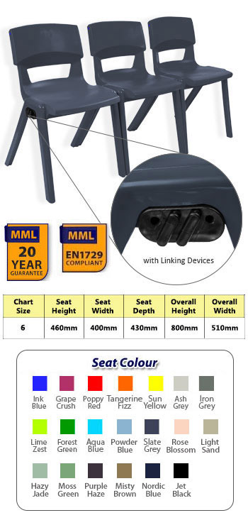 Postura Plus Chair with Linking Devices   Size 6 / Age 14 - Adult / Seat Height 460mm