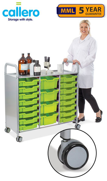 Callero Plus Treble Width Trolley With 16 Shallow Trays And 4 Deep Trays