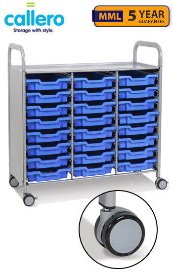 Callero Plus Treble Width Trolley With 24 Shallow Trays