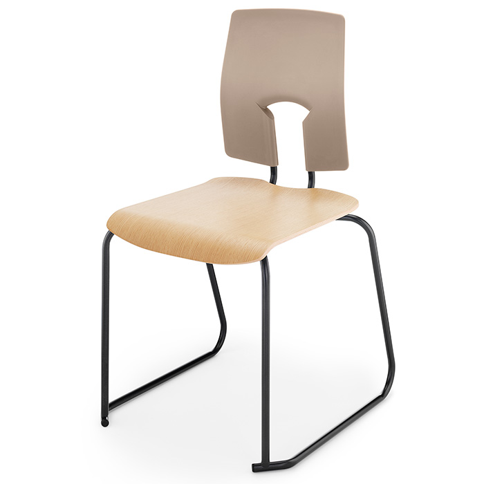 Hille SE Classic Ergonomic Chair With Wood Seat And Skid Base