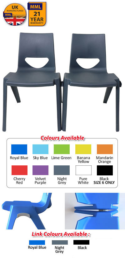 EN Series One Piece Classroom Chair with Linking Device for Size 5 & 6