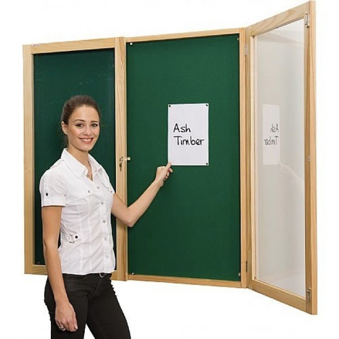 Decorative Beech Wood Frame Tamperproof Noticeboard - Single Door