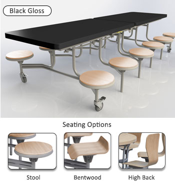 Primo Mobile Folding Table & Seating (Black Gloss)