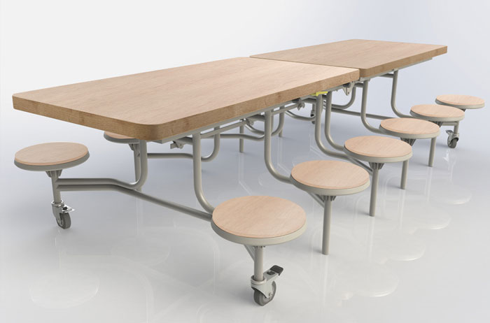 Primo Mobile Folding Table & Seating (Moderno Oak)