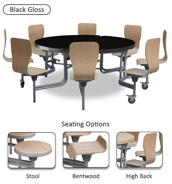 Primo Mobile Round Folding Table (Black Gloss)