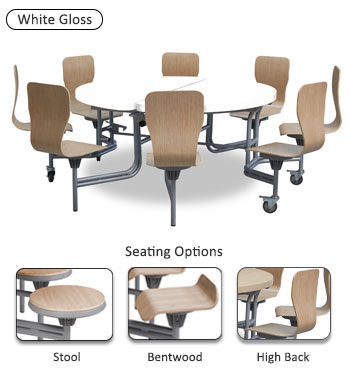 Primo Mobile Round Folding Table (White Gloss)