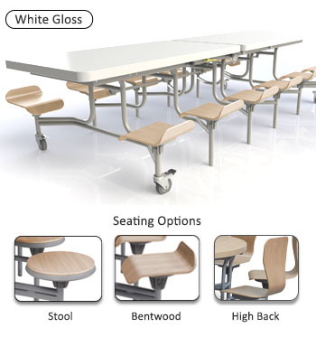 Primo Mobile Folding Table & Seating (White Gloss)