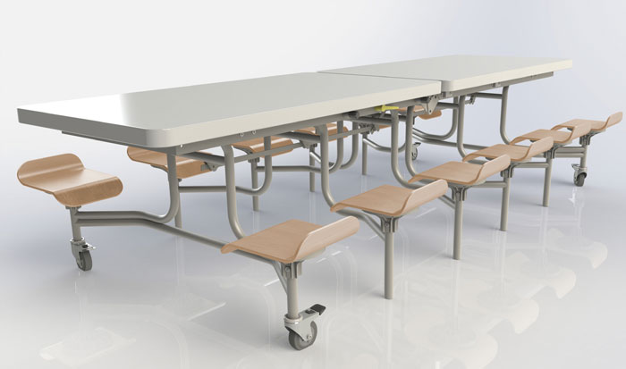 Primo Mobile Folding Table & Seating (White Gloss)