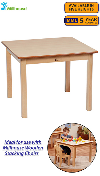 Square Melamine Top Wooden Table - 695 x 695mm