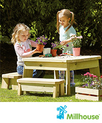 Outdoor Square Table And Bench Set