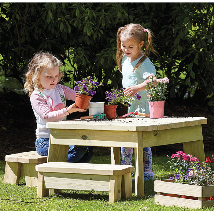 Outdoor Square Table And Bench Set