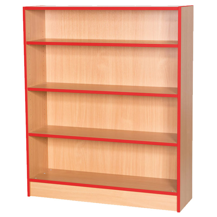 Sturdy Storage Bookcase with Coloured Edge - 1250mm High