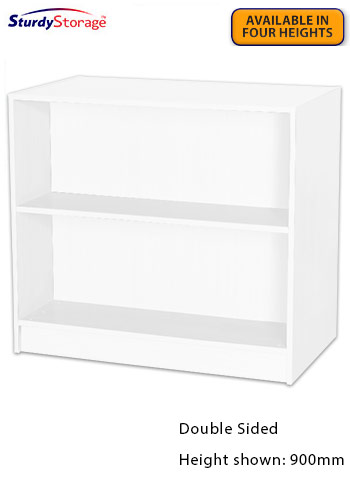 Sturdy Storage - White 1000mm Wide Double Sided Bookcase