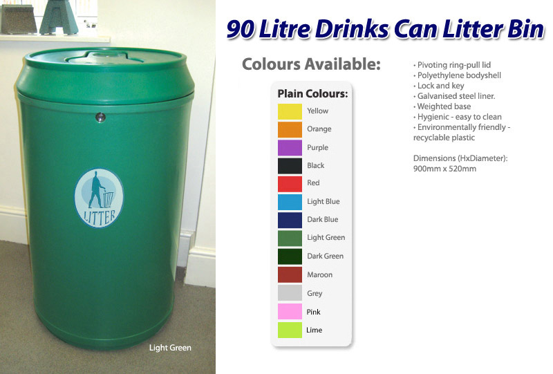 90 Litre Drinks Can Litter Bin