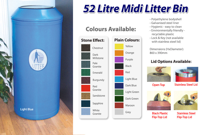 52 Litre Midi Litter Bin