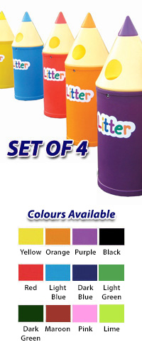 SET OF 4: 42 Litre Pencil Litter Bins - Micro