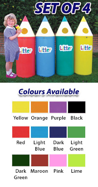 SET OF 4: 52 Litre Pencil Litter Bins - Midi