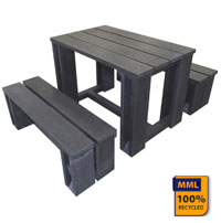 100% Recycled Junior Table and Bench Set