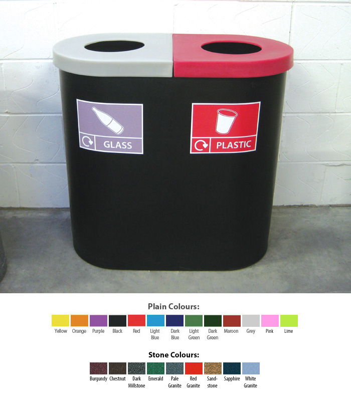 2 x 70 Litre Popular Twin Recycling Bins