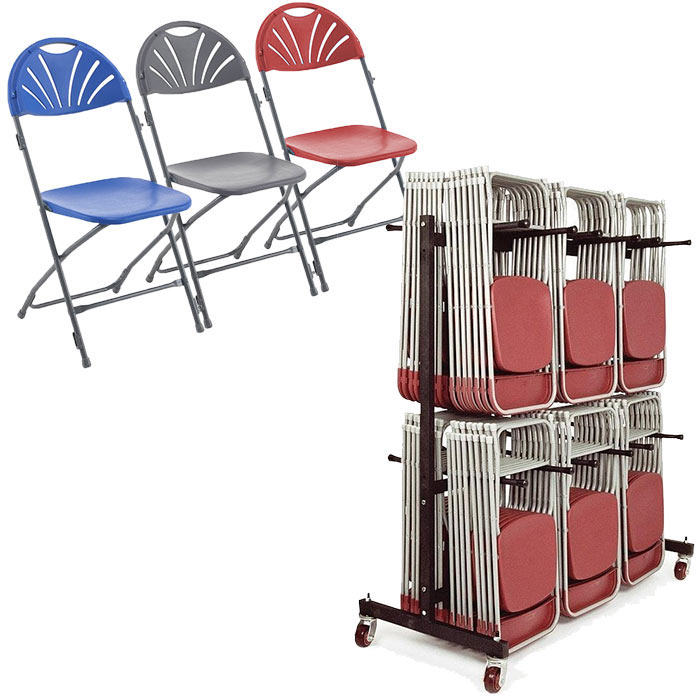 Titan 140 Fan Back Folding Chairs and Trolley Bundle