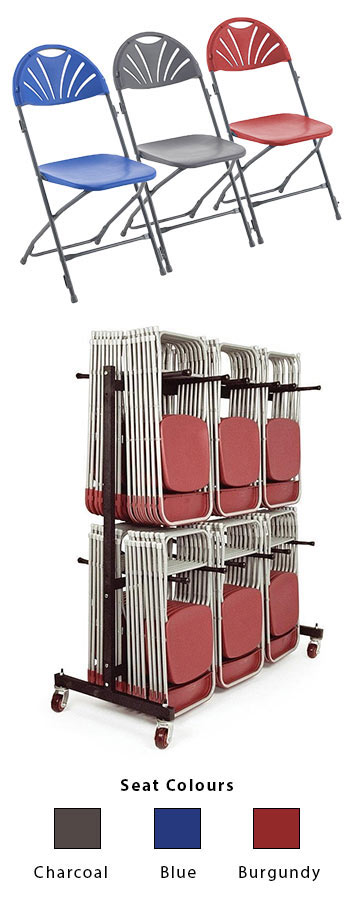 Titan 140 Fan Back Folding Chairs and Trolley Bundle