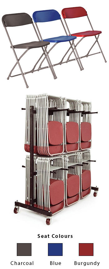 Titan 140 Flat Back Folding Chairs and Trolley Bundle