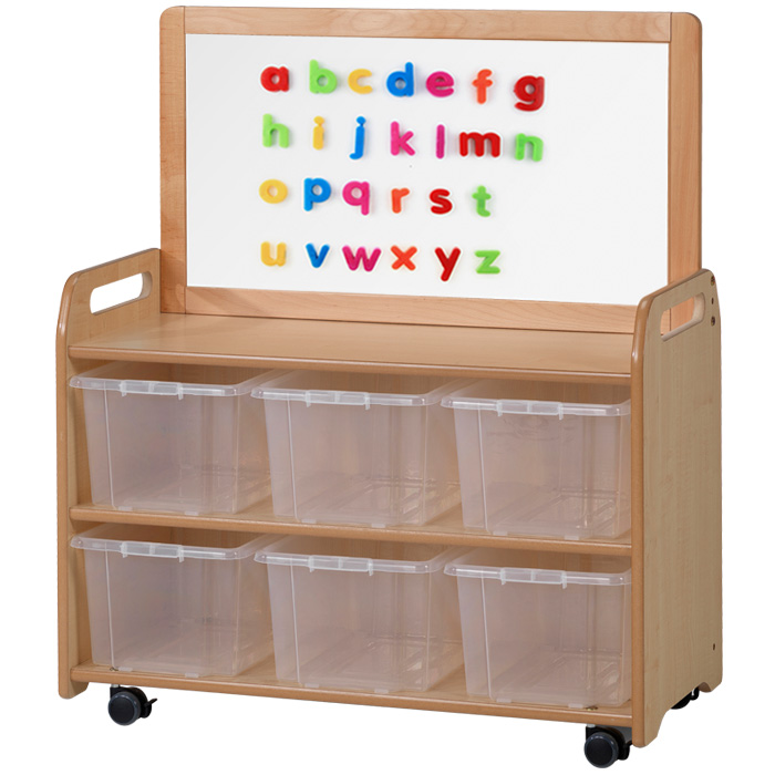 PlayScapes™ Mobile Tall Unit With Double Sided Magnetic Whiteboard Divider