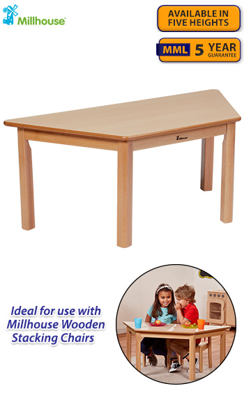 Trapezoid Melamine Top Wooden Table - 1120 x 560mm