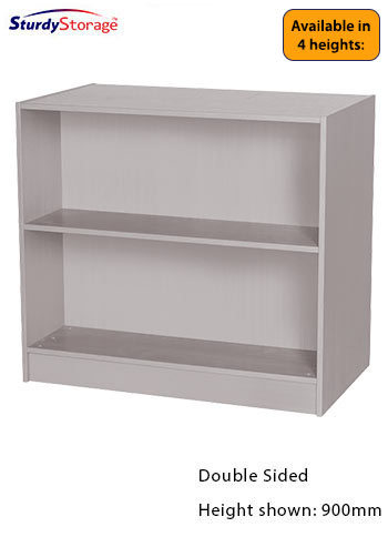 Sturdy Storage - Grey 1000mm Wide Double Sided Bookcase