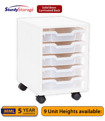 Sturdy Storage - Single Shallow Tray White Column Unit