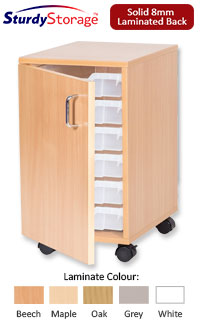 Sturdy Storage Single Column Unit - 6 Shallow Trays with Door