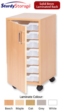 Sturdy Storage Single Column Unit - 7 Shallow Trays with Door