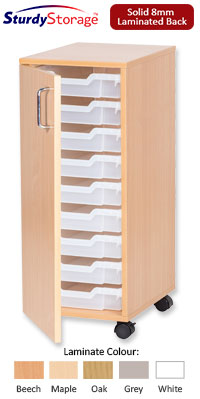 Sturdy Storage Single Column Unit - 9 Shallow Trays with Door