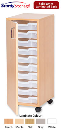 Sturdy Storage Single Column Unit - 10 Shallow Trays with Doors