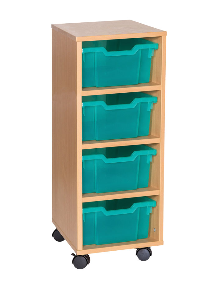 Sturdy Storage - Ready Assembled Cubbyhole Storage with 4 deep Trays (Mobile)