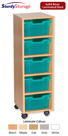 Sturdy Storage - Ready Assembled Cubbyhole Storage with 5 deep Trays (Mobile)