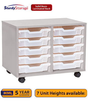 Sturdy Storage - Double Shallow Tray Grey Column Unit