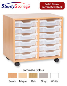 Sturdy Storage Double Column Unit - 12 Shallow Trays