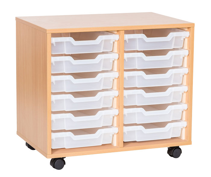 Sturdy Storage Double Column Unit - 12 Shallow Trays