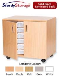 Sturdy Storage Double Column Unit - 12 Shallow Trays with Doors
