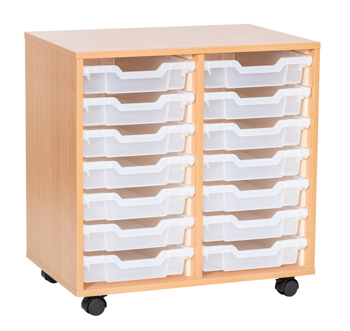 Sturdy Storage Double Column Unit - 14 Shallow Trays