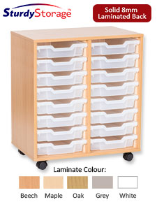 Sturdy Storage Double Column Unit - 16 Shallow Trays