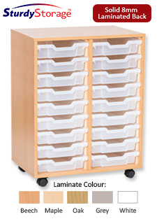 Sturdy Storage Double Column Unit - 18 Shallow Trays