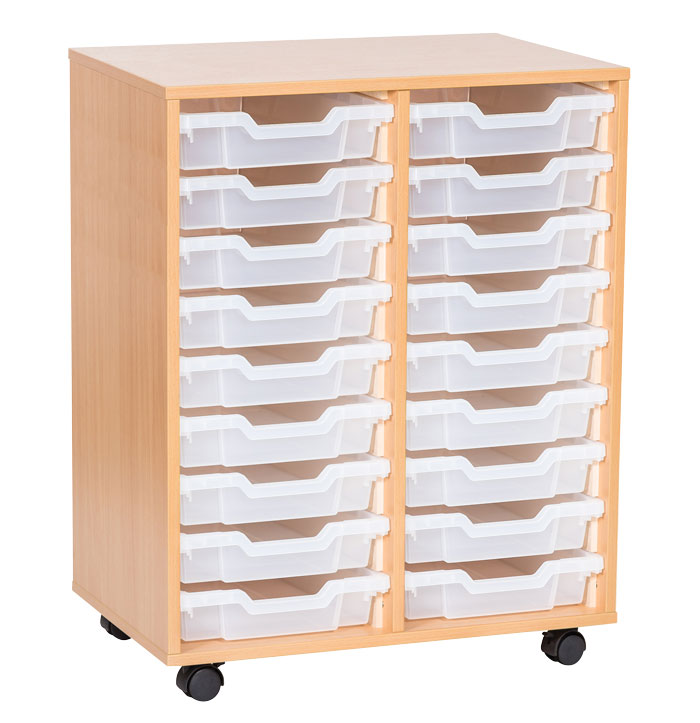 Sturdy Storage Double Column Unit - 18 Shallow Trays