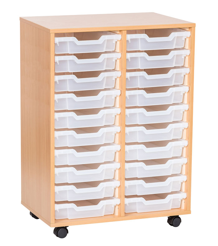 Sturdy Storage Double Column Unit - 20 Shallow Trays